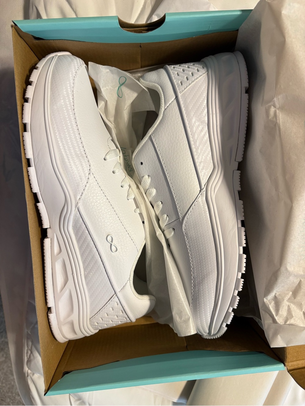 All-White Women’s Athletic Sneakers - Infinity Logo
